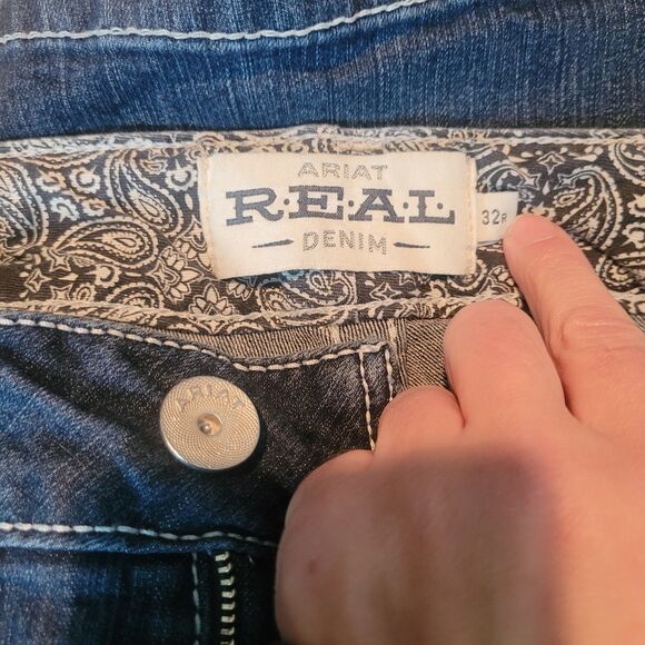 Ariat Real Denim Western Mid Rise Straight Jeans Women's Size 32 R Blue Denim - Picture 8 of 15